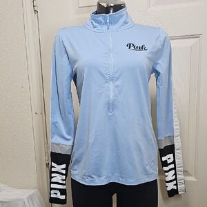 PINK Victoria's Secret Light Blue PINK Quarter-Zip Pullover